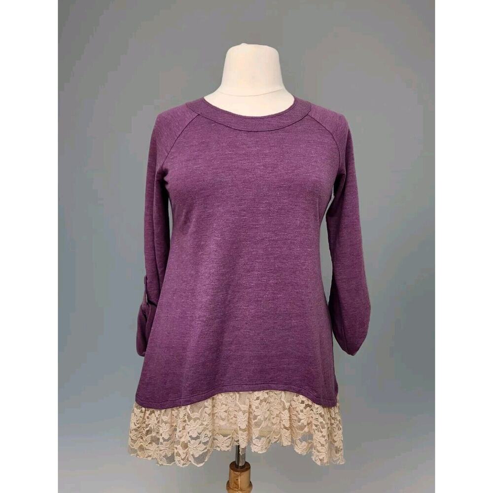 LOGO by Lori Goldstein Knit Tunic Top Size Medium Purple